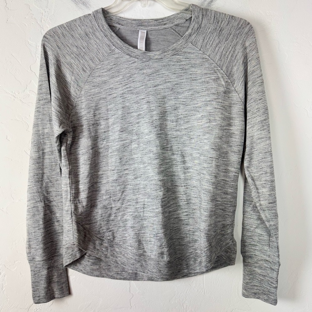 Athleta Sweater Pullover‎ Mindset Sweatshirt Heather Marled Grey Black Knit Soft